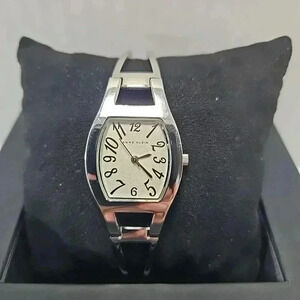 Womens Anne Klein 24mm Silver Tone Cuff Watch Bracelet AK/1213 New Battery